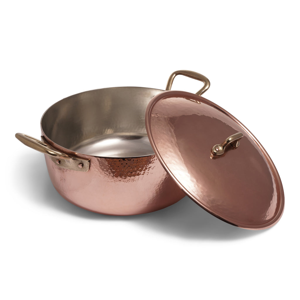 Navarini Rame Induction Copper 26cm 2 Handled Saucepan with Lid