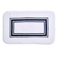 Tivoli Luxury Bath Mat White/Dark Blue