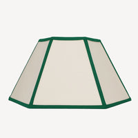 Hexagon Linen Lampshade, Green Trim - Medium