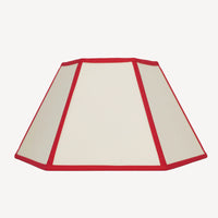 Hexagon Linen Lampshade, Red Trim - Medium 