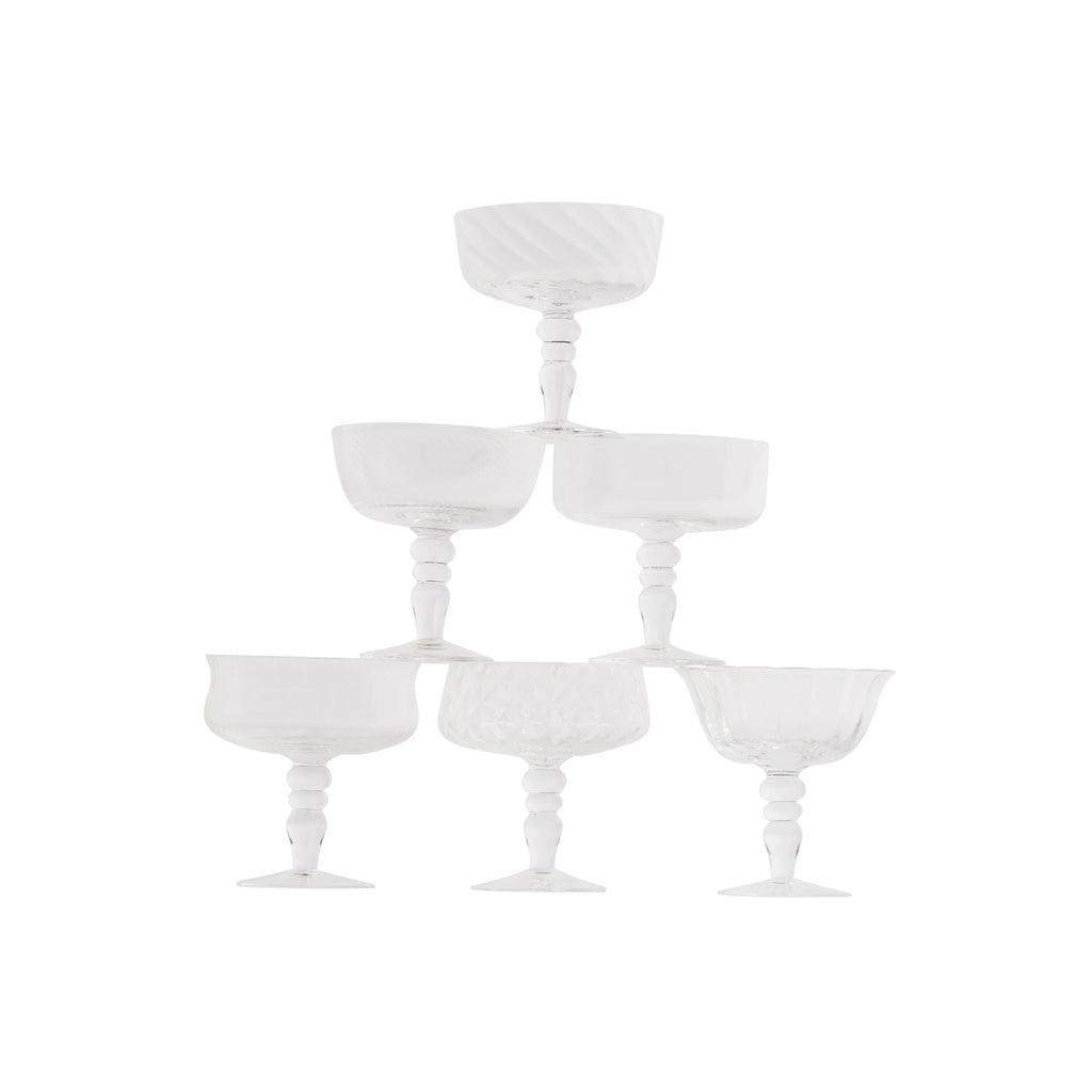 Bitossi Set 6 Goblets Assorted Shapes - Clear