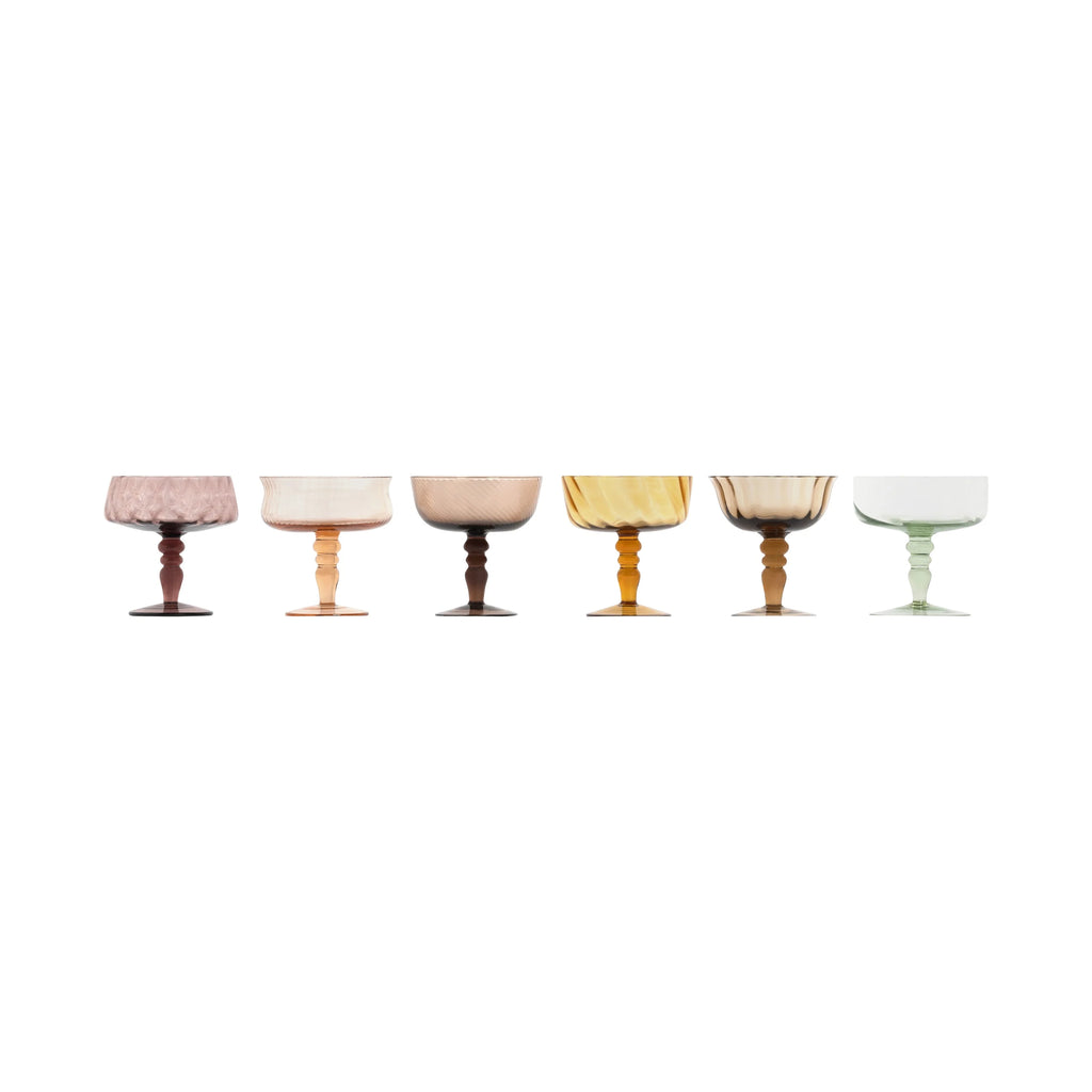 Bitossi Set 6 Goblets Assorted Shapes - Texture Amber/Pink