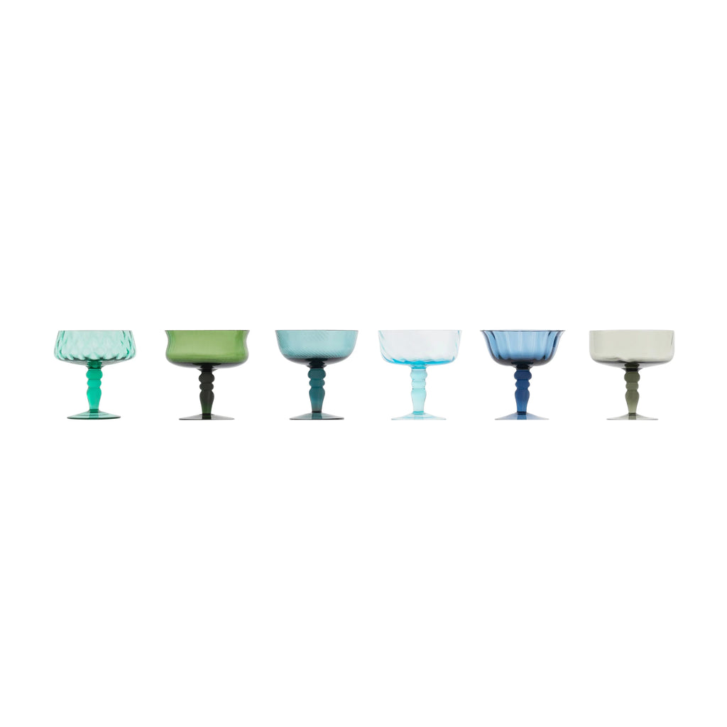 Bitossi Set 6 Champagne bowls assorted - Texture Blue/Green