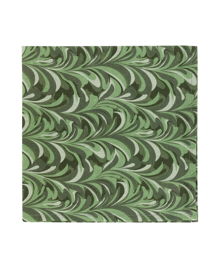 Rebecca Udall, Marble Pattern Design Linen Napkin, Green square cut out 