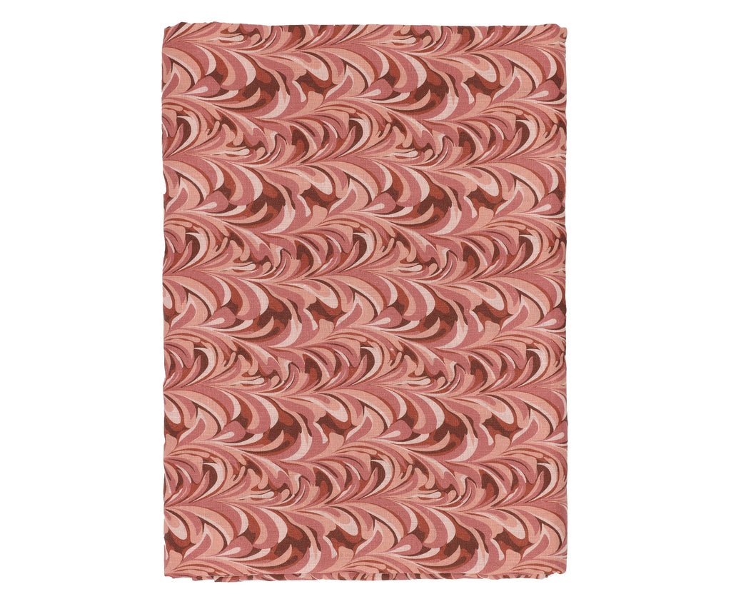 Rebecca Udall, Marble Linen Tablecloth, Pink Burgundy 