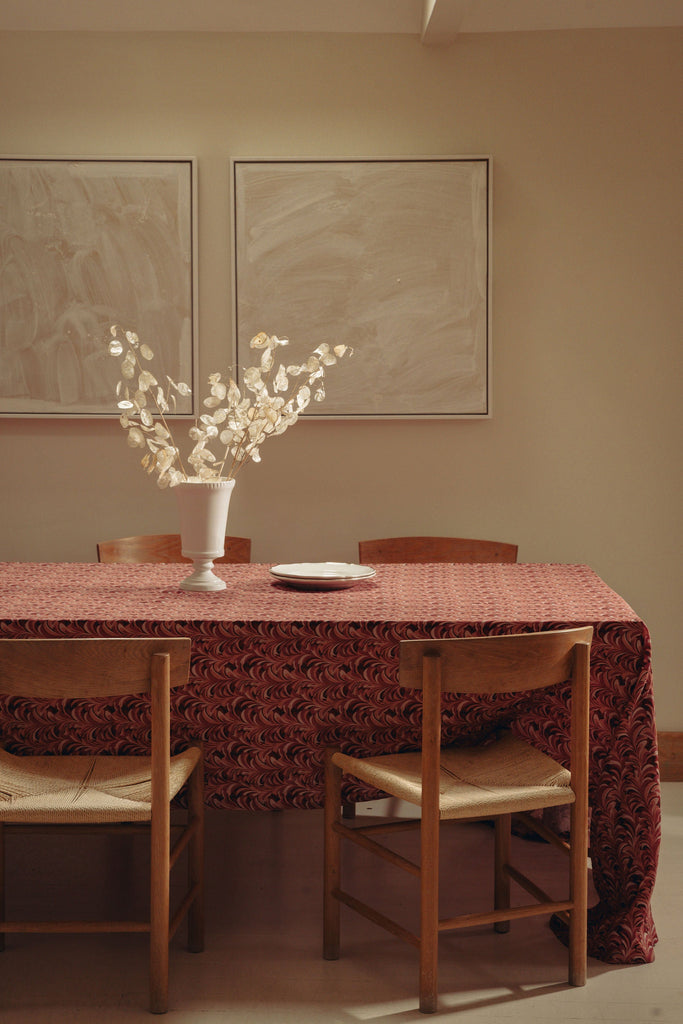 Rebecca Udall, Marble Patterned Linen Tablecloth, Pink