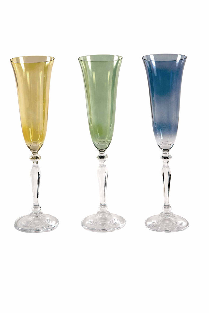 Luisa Beccaria Flute Multi Color Glasses - Set of Six