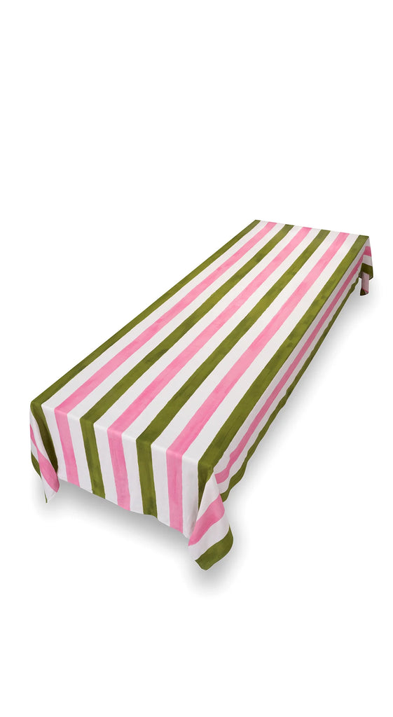 Rose Pink/Avocado Green Stripe