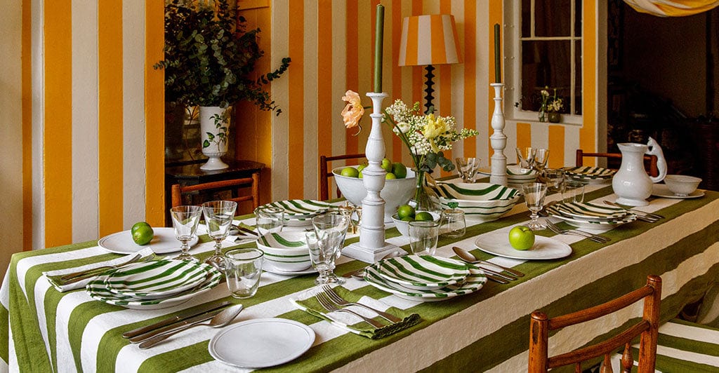 Summerill & Bishop Striped Linen Tablecloth