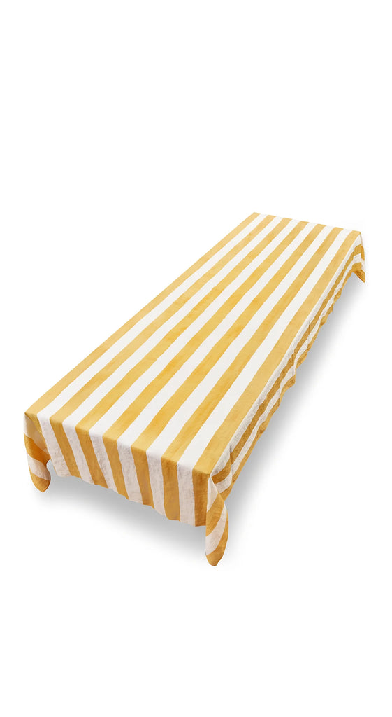 Summerill & Bishop Striped Linen Tablecloth Lemon Yellow