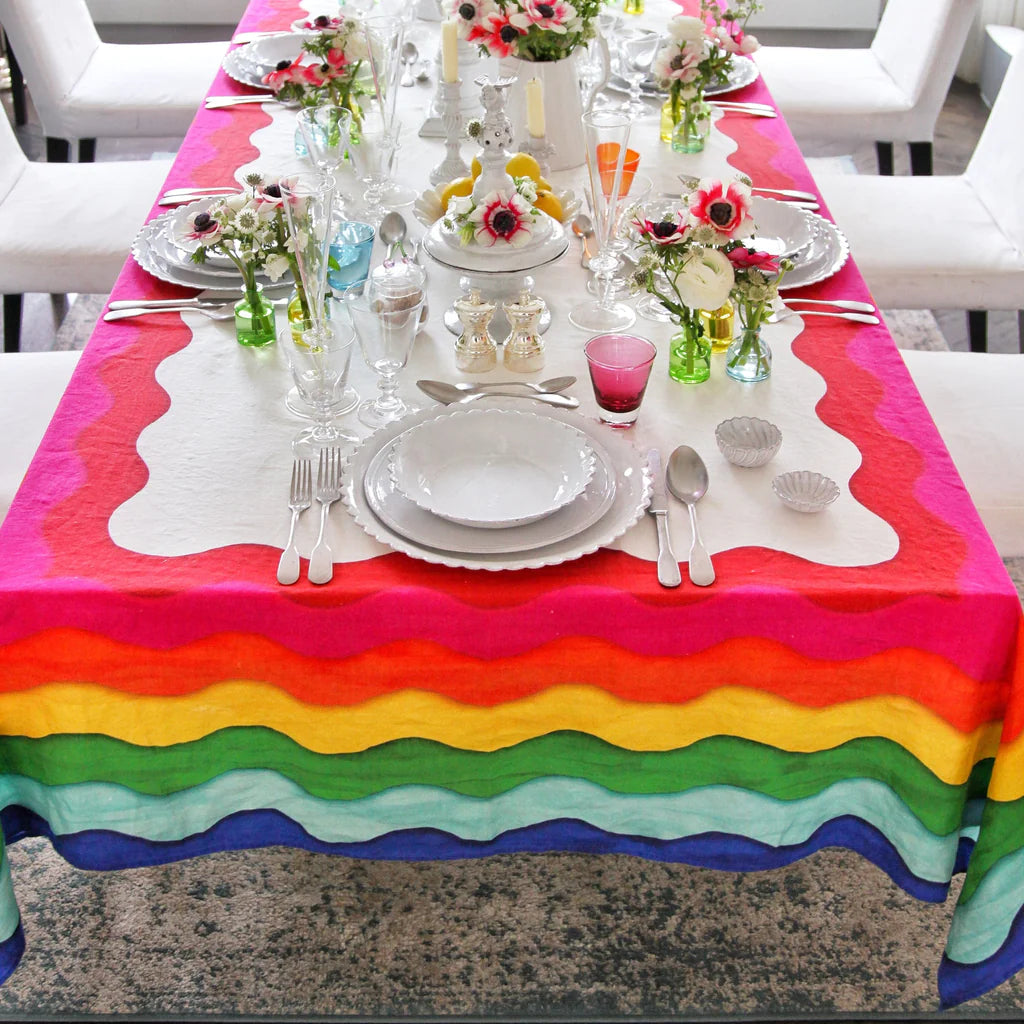 Summerill & Bishop Summer Rainbow Linen Tablecloth