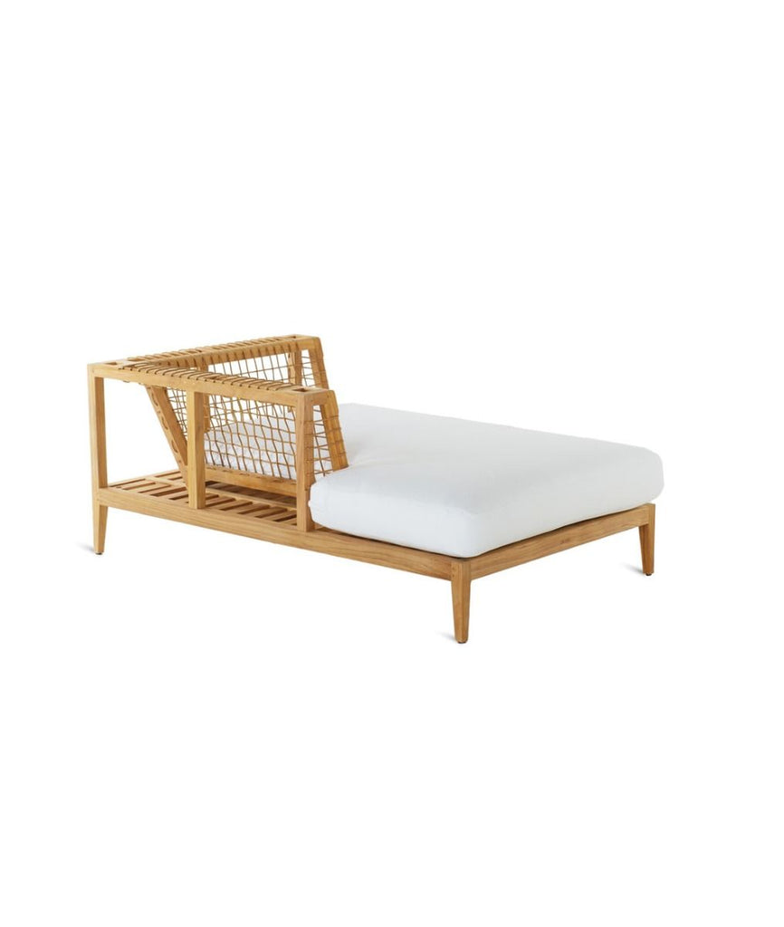 Synthesis Right Chaise-Longue Module In Teak And Waprolace