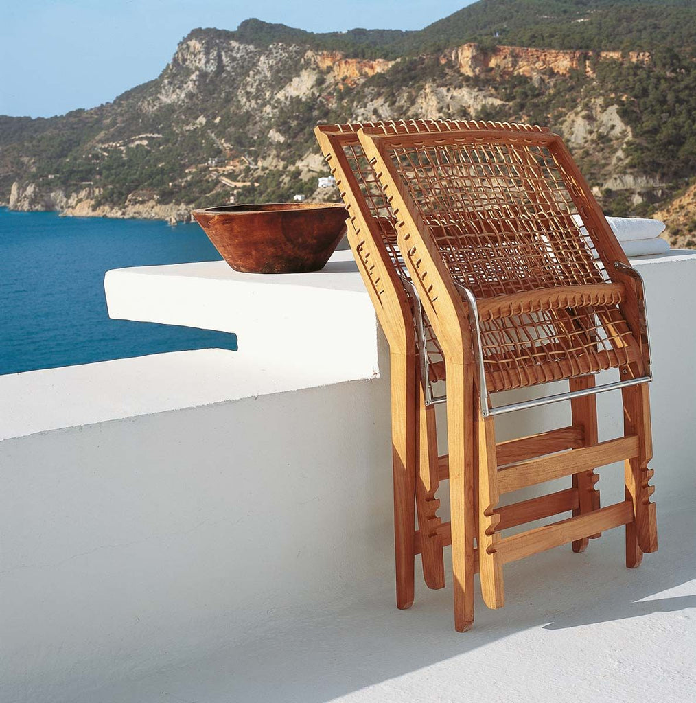 Synthesis Folding Deckchair In Teak And Waprolace