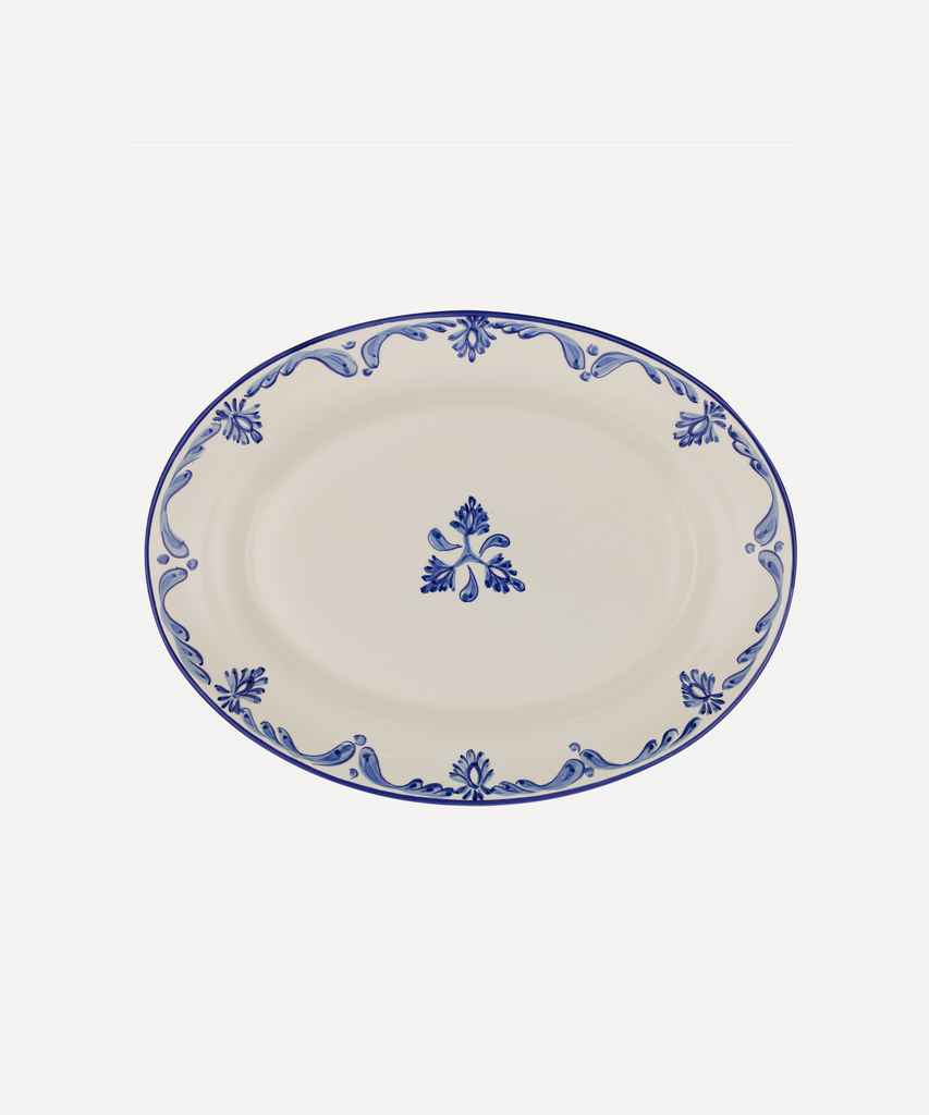 Rebecca Udall Luxury hand painted Eleanor Crockery plate serving platter, blue white