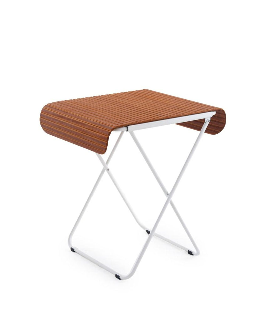 Urbn Balcony Folding Table In White Steel And Wood-Skin