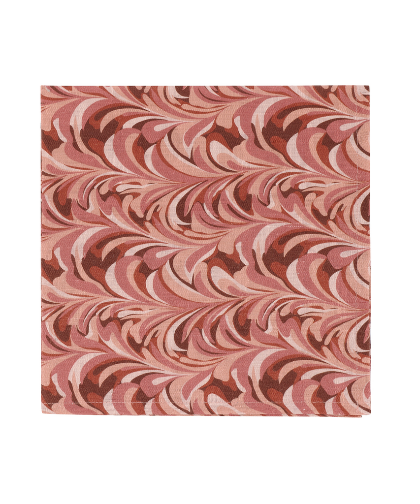 Rebecca Udall, Contemporary Whimsical Marble Linen Napkin, Pink Red 