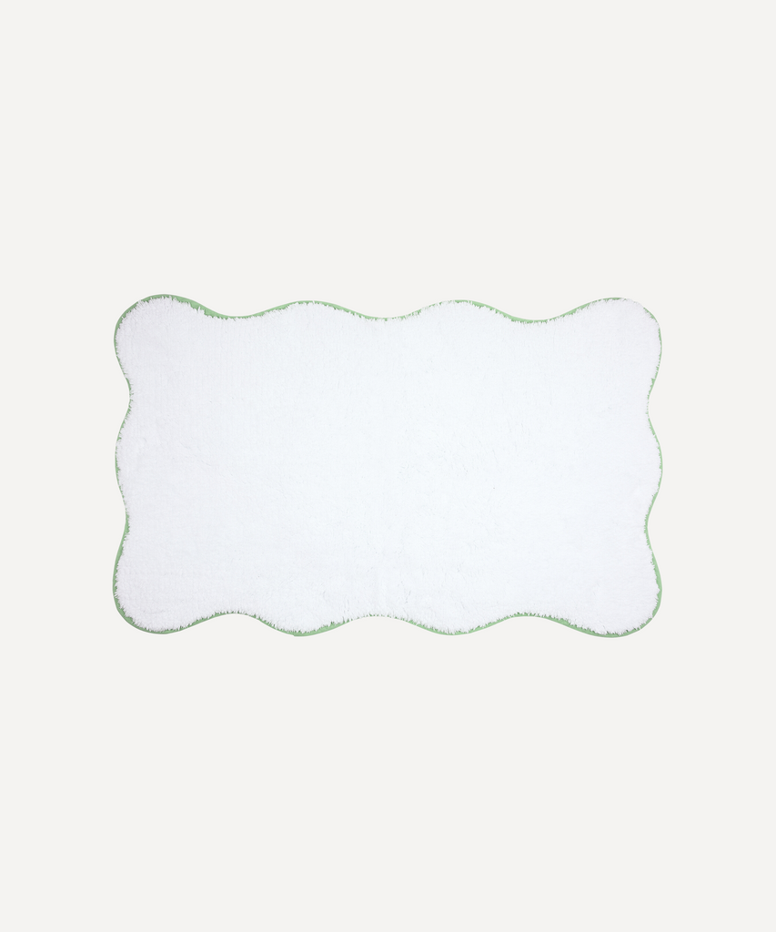 Rebecca Udall Luxury Scalloped Wavy Piped Edge Bath Mat, Asparagus green