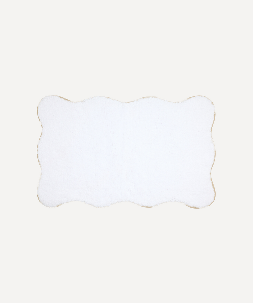 Rebecca Udall Luxury Scalloped Wavy Piped Edge Bath Mat, taupe sand beige 